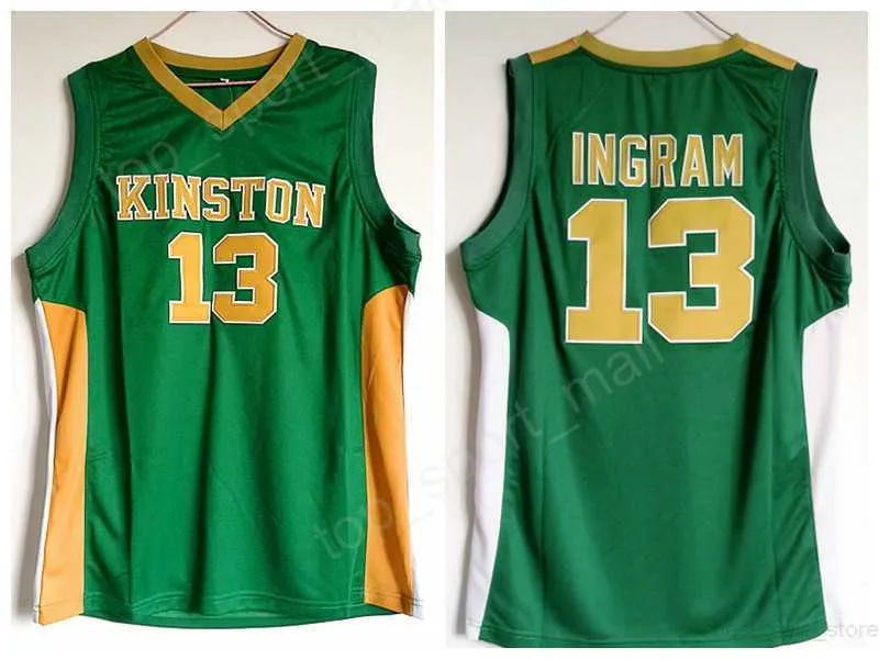 Kinston High School 13 Brandon Ingram Jerseys 남자 녹색 스포츠 잉그램 농구 유니폼 유니폼 도매 최저 가격