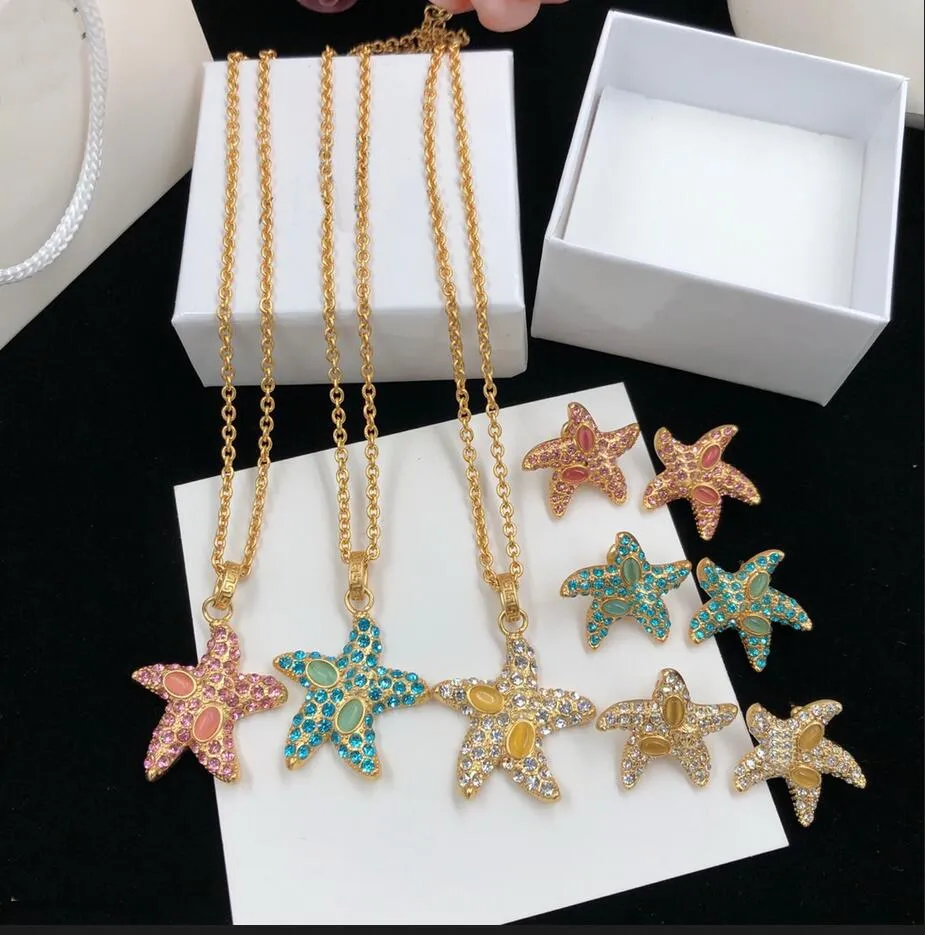 Mode designade halsband armband örhänge sjöstjärna hänge havsresestil banshee medusa huvudporträtt 18k guldpläterad designer smycken 09-9