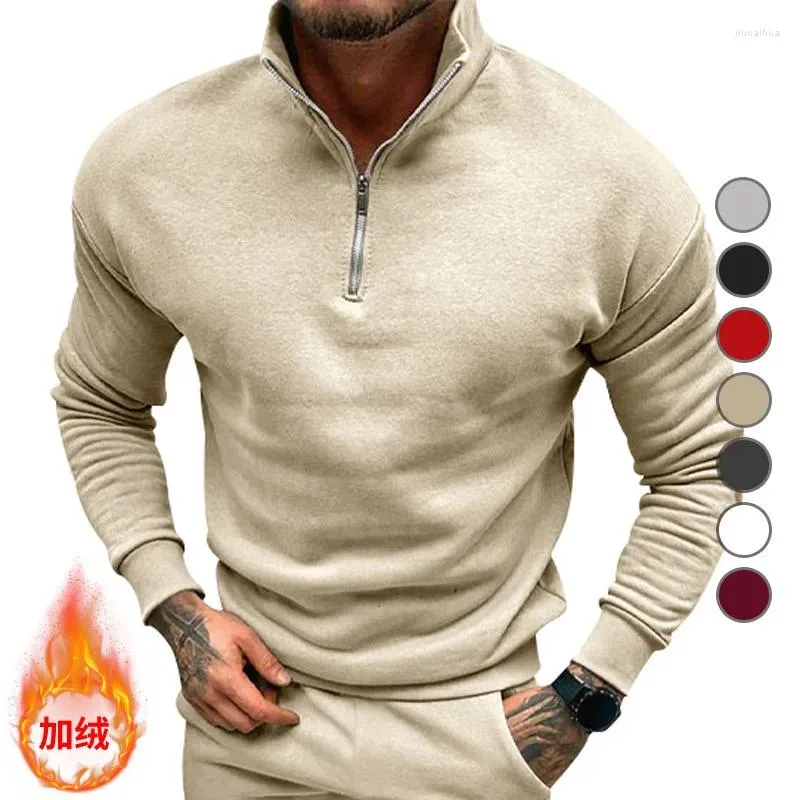 Maglioni da uomo Autunno spesso caldo lavorato a maglia Abbigliamento comodo Mezza zip Cappotto invernale in pile Solido manica lunga Dolcevita Camicie Pullover Uomo