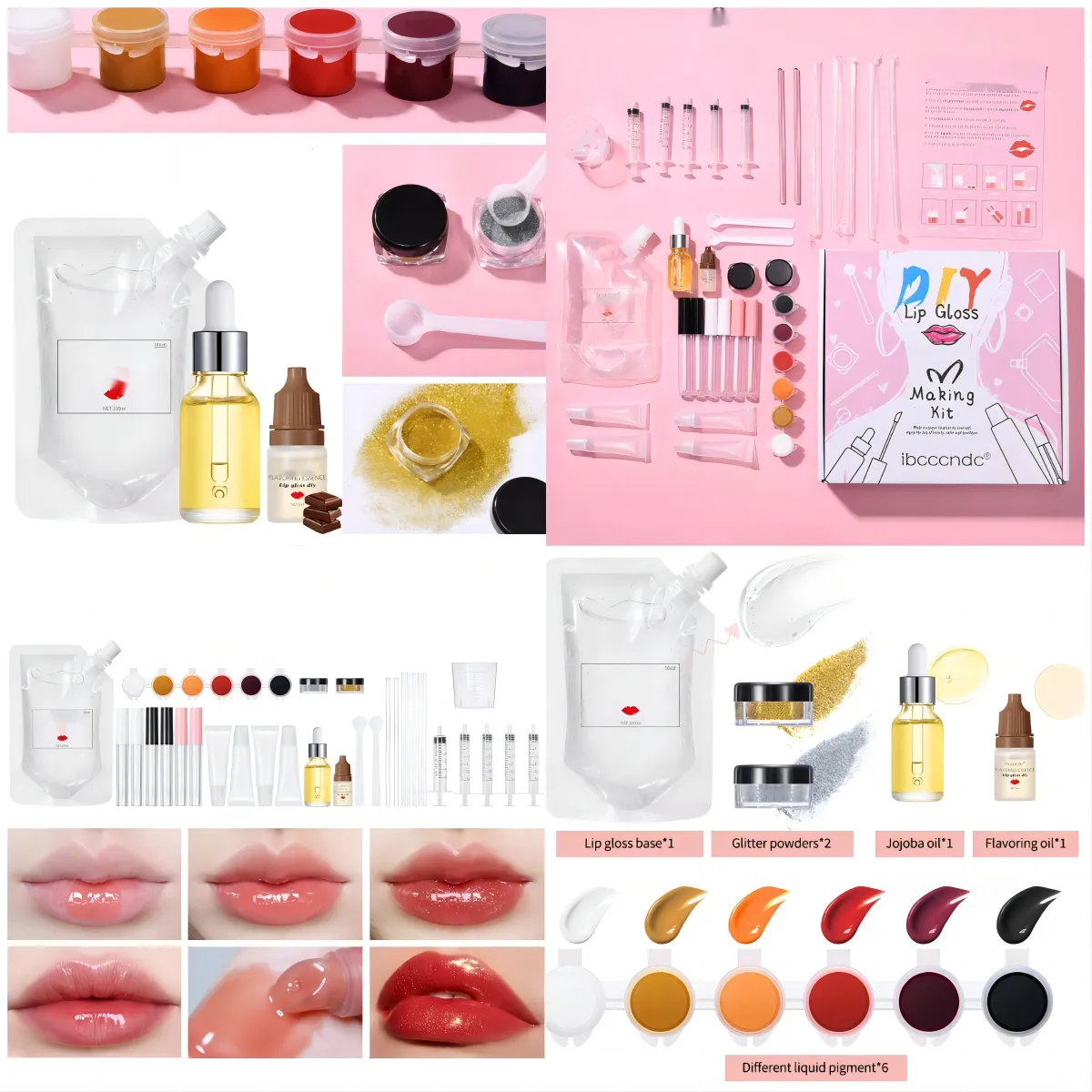 Brilho labial transparente conjunto diy batom hidratante conjunto saúde beleza