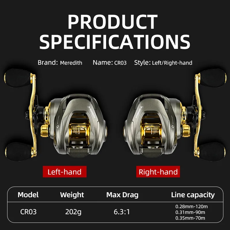 Baitcasting Reels MEREDITH Brand CR03 Series Baitcasting Fishing