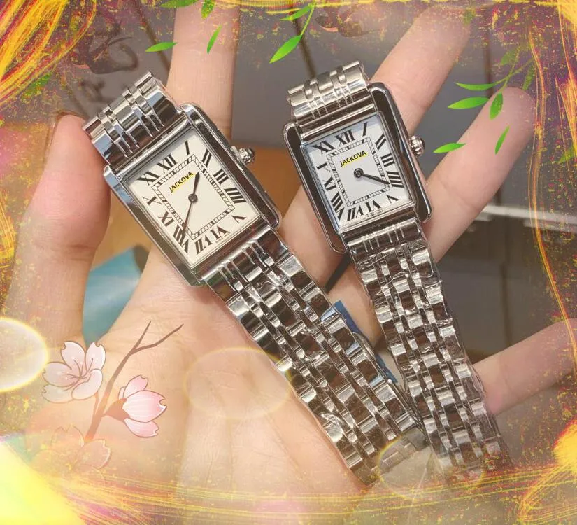 Amoureux haut de gamme montre à cadran de réservoir romain cristal de luxe femmes mouvement à quartz horloge visage carré en acier inoxydable cuir ultra mince pas de temps bracelet mignon montres cadeaux