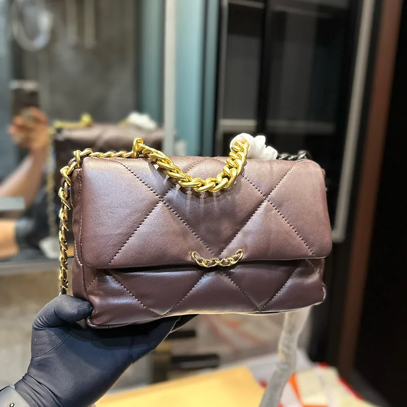 19 -seria damska torba na ramię 26 cm skórzana Diamond Gold Hardware Metal Bluckle Luksusowa torebka Matelasse Sieć Crossbody Torba torba na zakupy makijażowe torby na telefon komórkowy