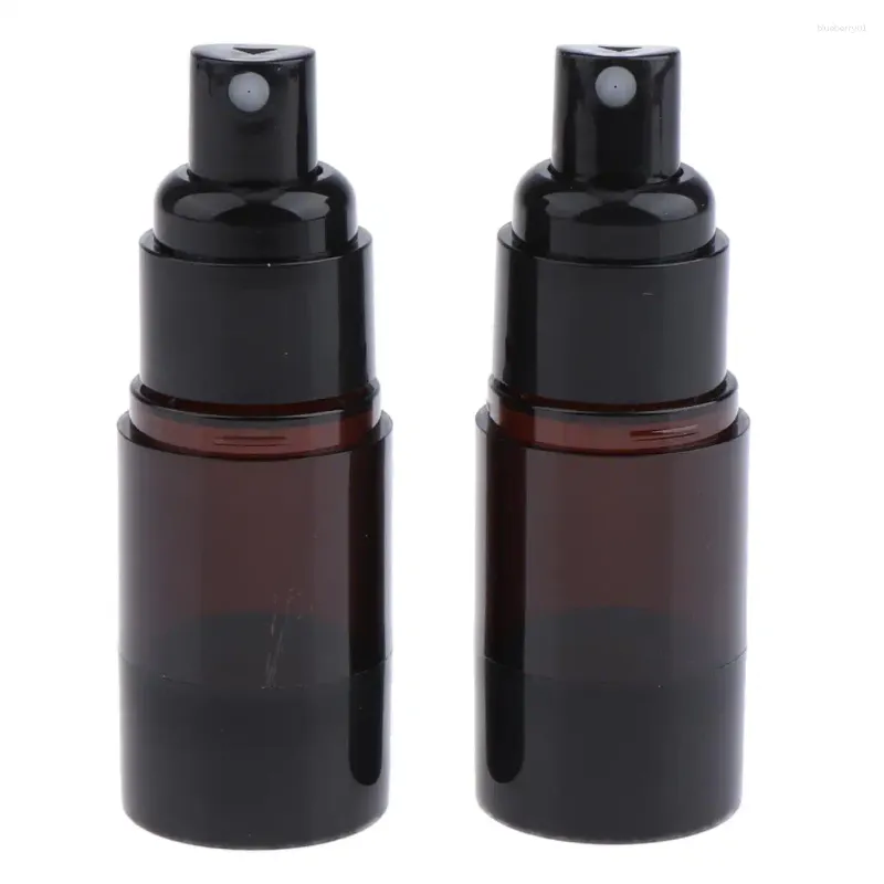 Makeup Brushes 2pcs Transparent Empty Refillable Pump Bottle For Liquid - 15ml