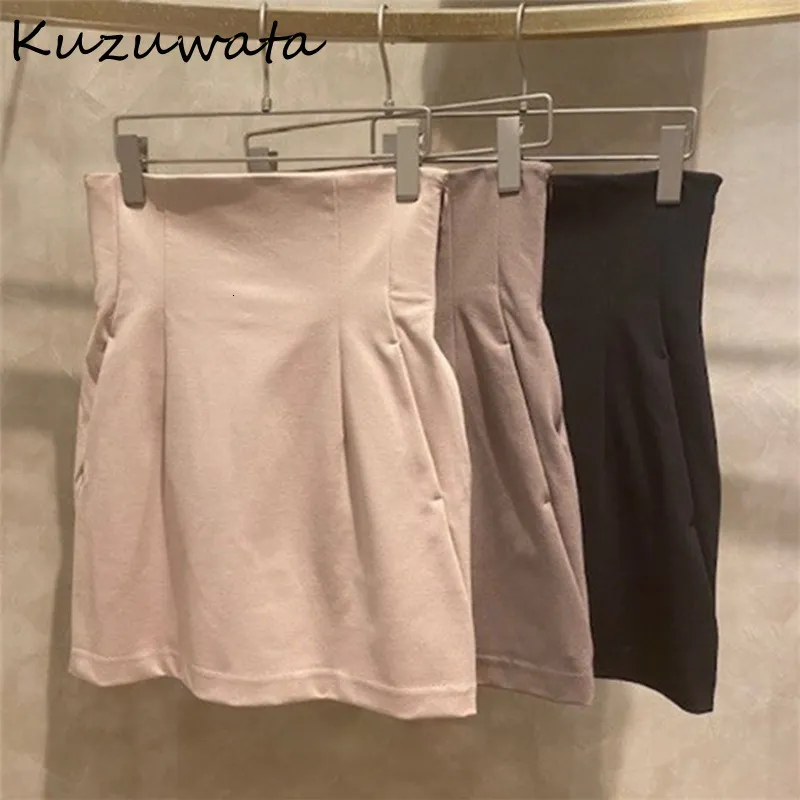 Röcke Kuzuwata Solid Empire Slim Falten über dem Knie Sexy Miniröcke Sommer Damen Faldas Fashion Temperament Japan Style Jupe 230403