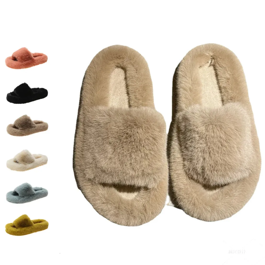 Pantofole Pelose Pantofole invernali per la casa Scivoli in pelliccia da donna Scarpe da donna in peluche Pantofole sfocate per la casa soffici da interno 231102