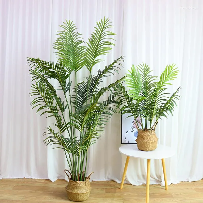Kwiaty dekoracyjne 60-88 cm Sztuczne rośliny drzewne liście palmowe tropikalne gałąź plastikowe fałszywe na świąteczne domowe dekoracje pokoju ogrodowego