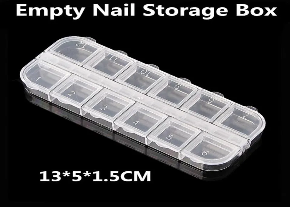 Whole Whole Nail Tools Clear Nail Art Tips Decoration Glitter Rhinestone Empty Storage Case Box for Jewelry2569933