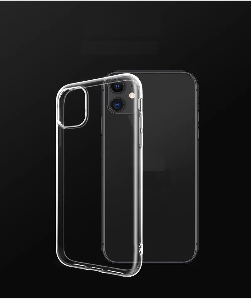 Casos de telefone transparentes transparentes de TPU para iPhone 14 13 12 11 Pro máximo xs x xr 7 8 plus mini proteger capa móvel à prova de choque