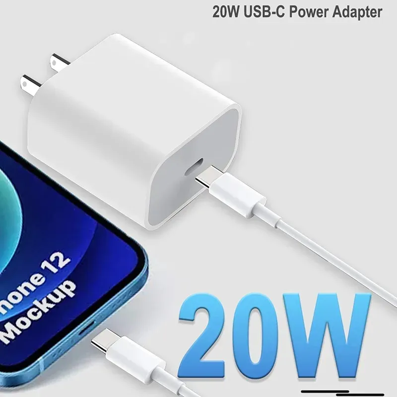 Chargeur USB C 20w Pd pour téléphone 15 Max Chargeur rapide Type C Qc 3.0 sur Samsung S23 S22 S21 Chargeur de téléphone portable à charge rapide avec boîte de vente au détail