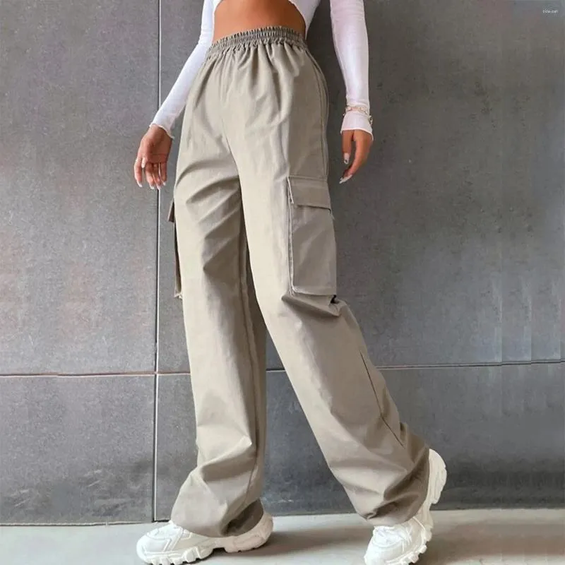 Calças femininas calças casuais para mulheres cinto de carga menos cintura alta perna larga em linha reta estilo relaxado roupas femininas