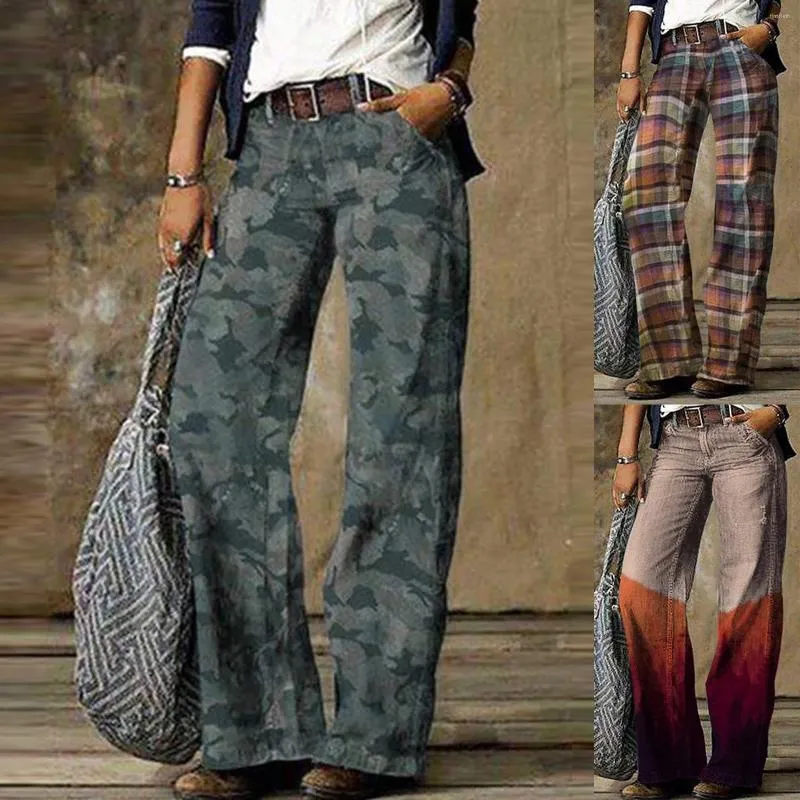 Женские джинсы, модные удобные прямые повседневные брюки с принтом, брюки