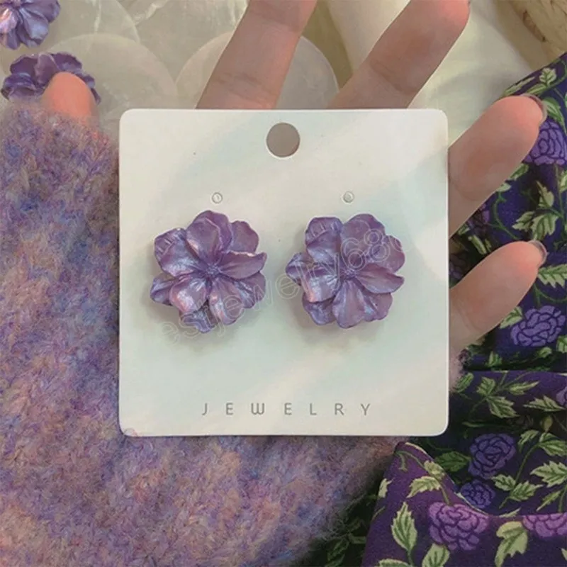 Boucles d'oreilles Sexy à fleurs violettes pour femmes, accessoires de Club de fête, bijoux à la mode, perles coréennes