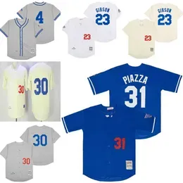 Vintage College Mitchell and Ness Baseball 23 Kirk Gibson Jerseys Ed 30 Maury Wills 4 Babe Herman Breathable Sport Gray 1945 Cream 1955