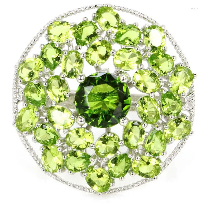 Ringos de cluster 27x27mm Jazaz Big European Design 5.3g Green Peridot London Blue Topaz