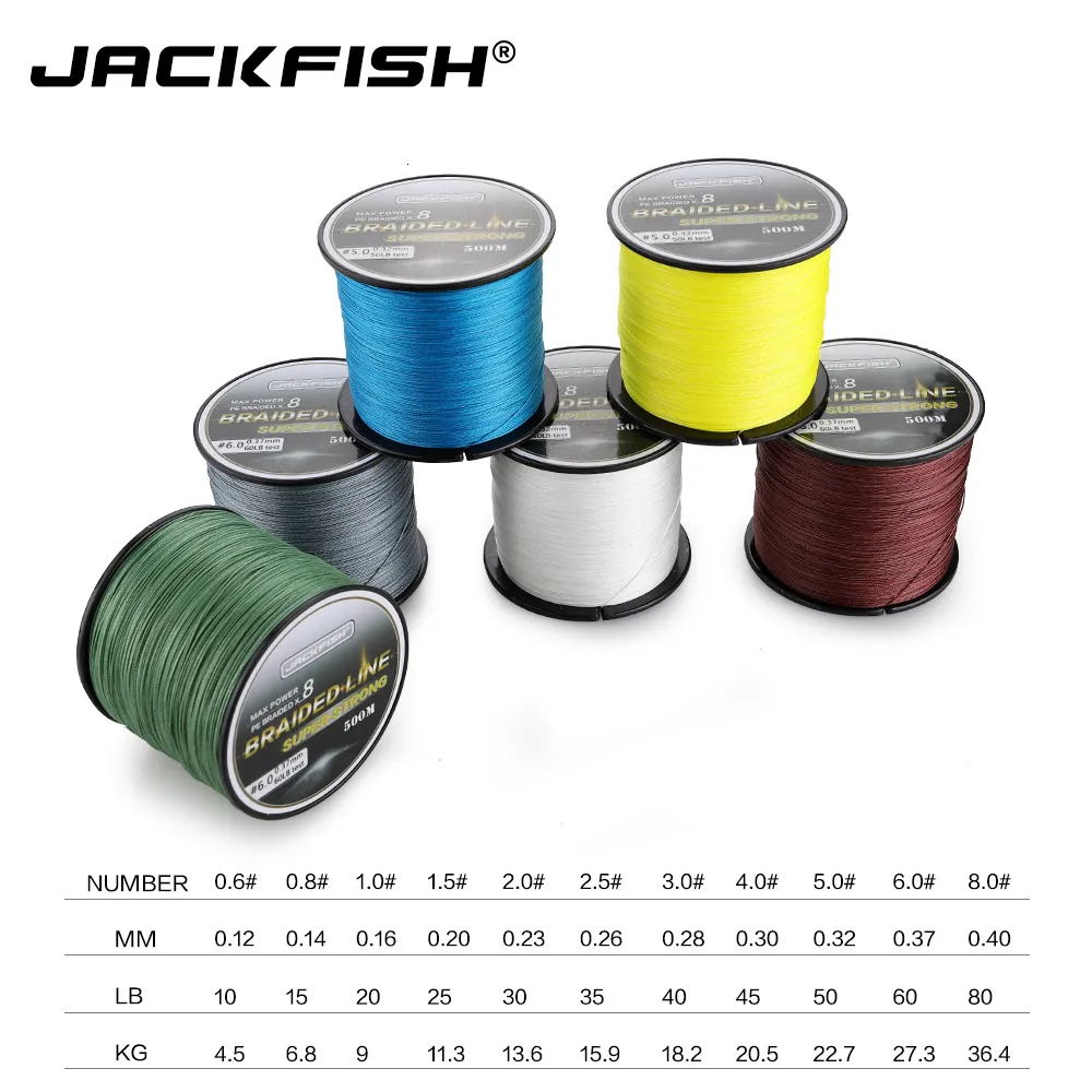 Braid Line JACKFISH 500M 8 Strand Smoother PE Braided Fishing Line