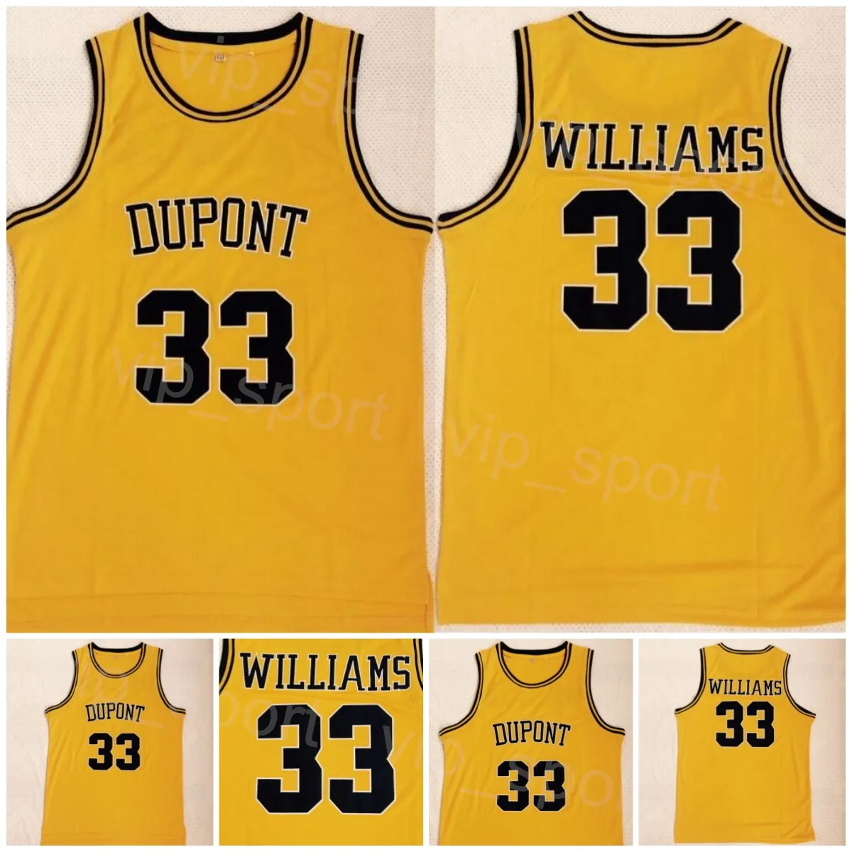 College Dupont Basketball Jersey Jason Williams 33 High School Shirt University All sömnad Team Color Yellow Sport Breatbar Pure Cotton Size S-XXXL NCAA