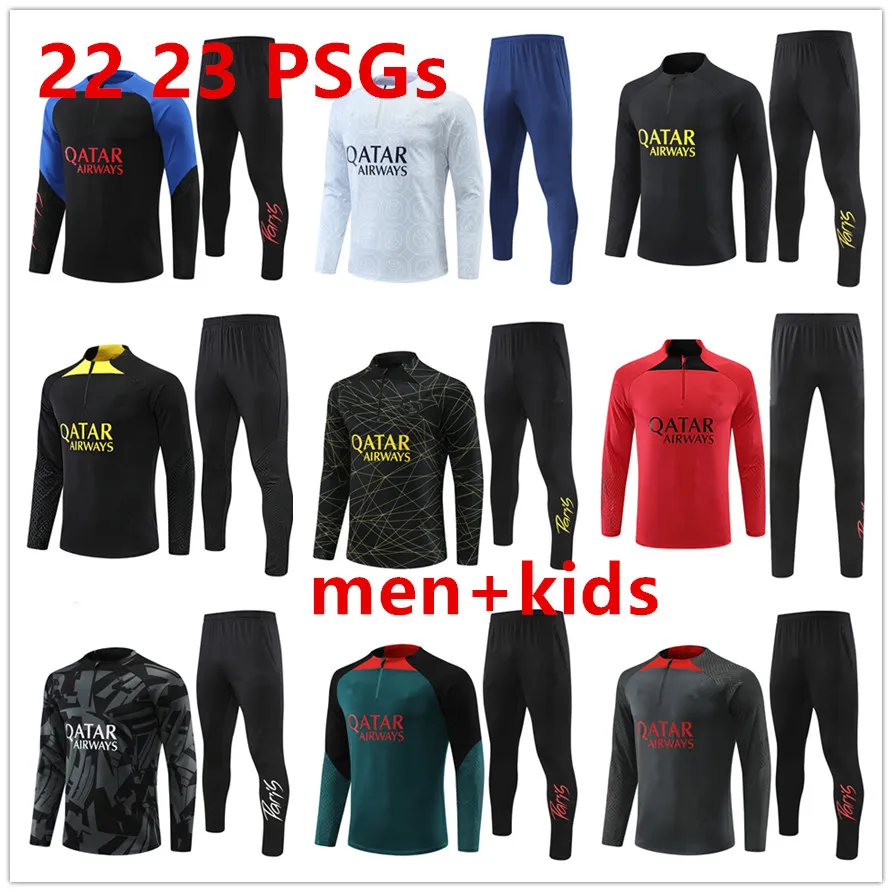 2023 PSGS Langarmer Fußballtraining Anzug Sweatshirt 22 23 New MAILLOT DE FOOT PSGS Jogging Chandal Futbol Männer und Kids Kits Football Jacket Tracksuit