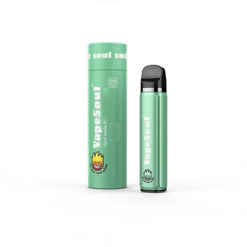 Vapesoul 1500 퍼프 퍼즈 일회용 vape 펜 소울 스마일 II 승인 된 충전식 장치