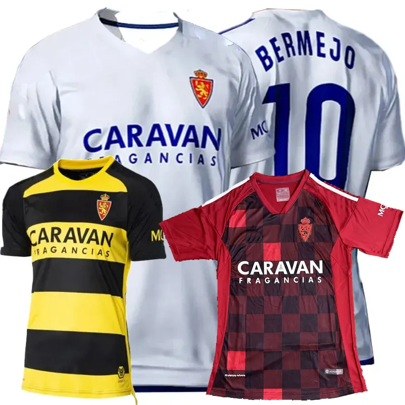 2023 2024 Real Saragosse Soccer Jerseys MANU VALLEJO BAKIS AGUADO VALERA MESA BERMEJO IVAN MELLEJO 23 24 Home Away Fooball Hommes et Enfants