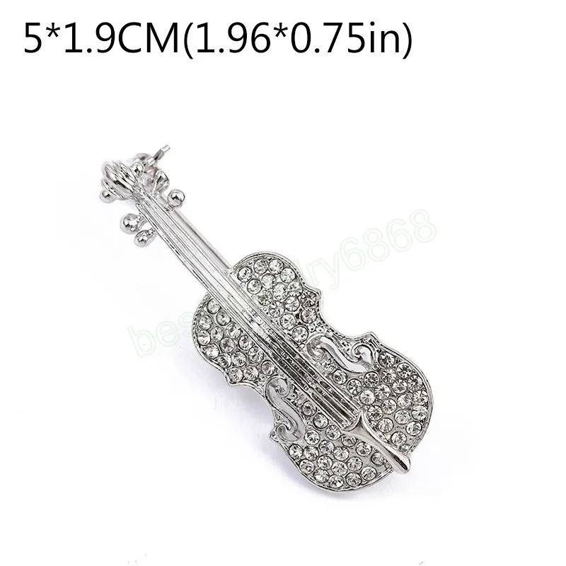 Moda Donna Spille musicali Spille di personalità Spille di violino con strass di cristallo Spille Accessori gioielli Spilla Regali