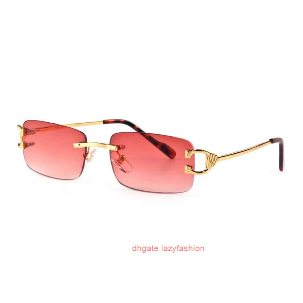 Rote, modische Sport-Sonnenbrille für Männer, Unisex, Büffelhornbrille, Herren- und Damenbrille, randlose Sonnenbrille, silberfarbene, goldene Metallrahmen-Brille, Lünetten