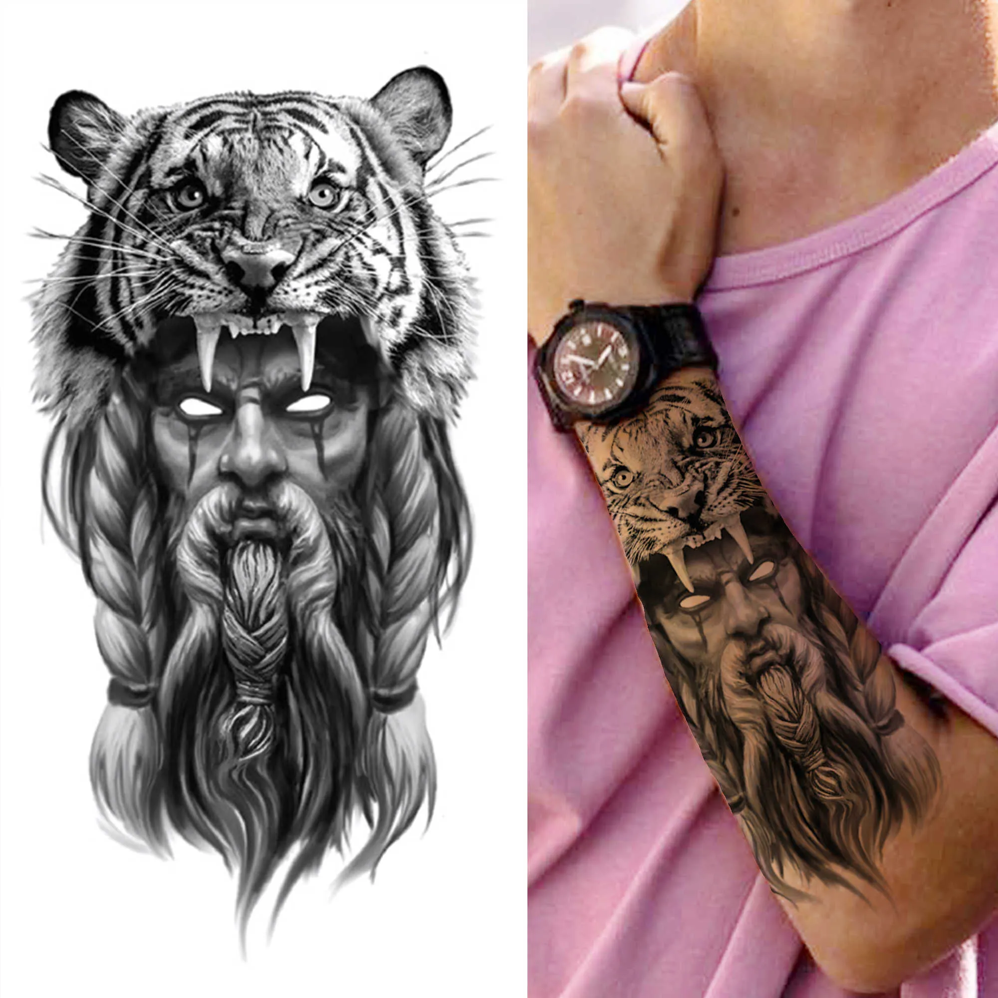 Tiger Black Tribal Totem Temporary Tattoo For Men Women Kids Fake Wolf  Panda Lion Death Skull Tattoo Sticker Geometric Arm Tatos3567258 From Whku,  $8.13 | DHgate.Com