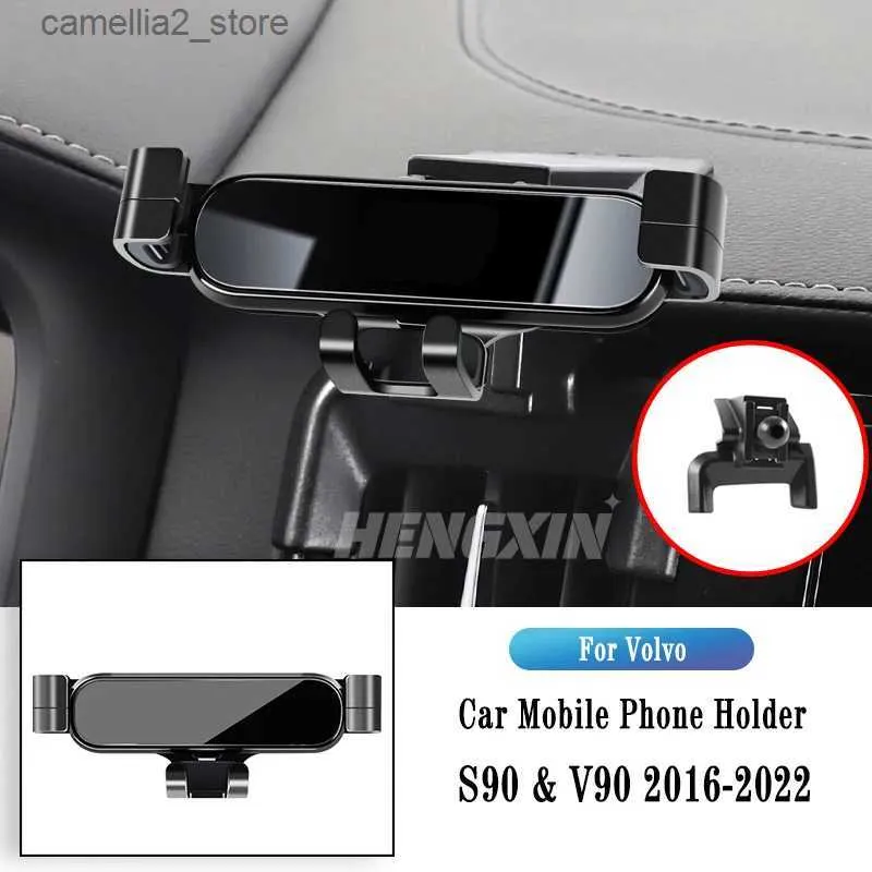 Car Holder Car Phone Holder For Volvo S90 V90 2016-2022 Gravity Navigation Bracket GPS Stand Air Outlet Clip Rotatable Support Accessories Q231104