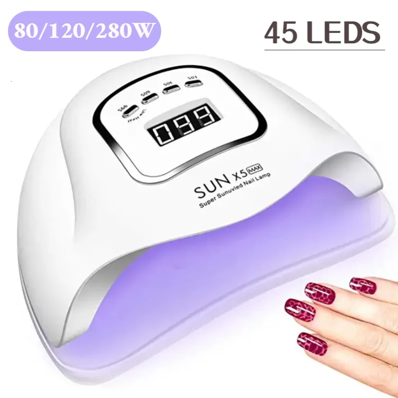 Suszarki paznokci Sun X5x10 UV Lampa paznokciowa do manicure 120 W Profesjonalna suszarka do paznokci z 45LEDS Lampa suszenia paznokci do szybkiego suchego żelowego lakieru do paznokci 230403