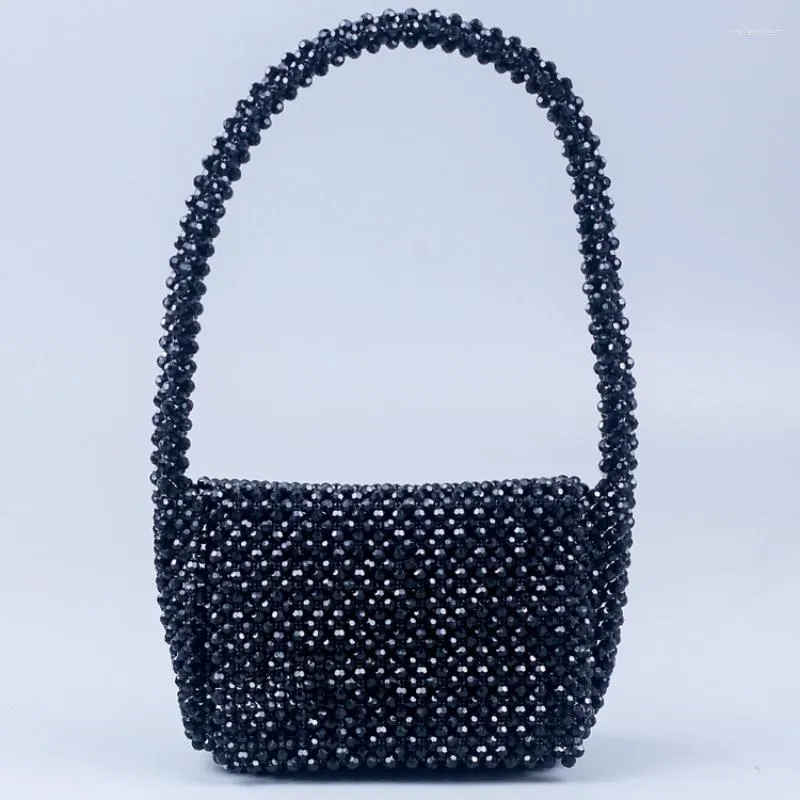 Bolsas de noite Bolsa de ombro de canto de canto de noite preto Designer artesanal de bolsa tecida Mulher Moda Simple Senhoras Pessas 2023