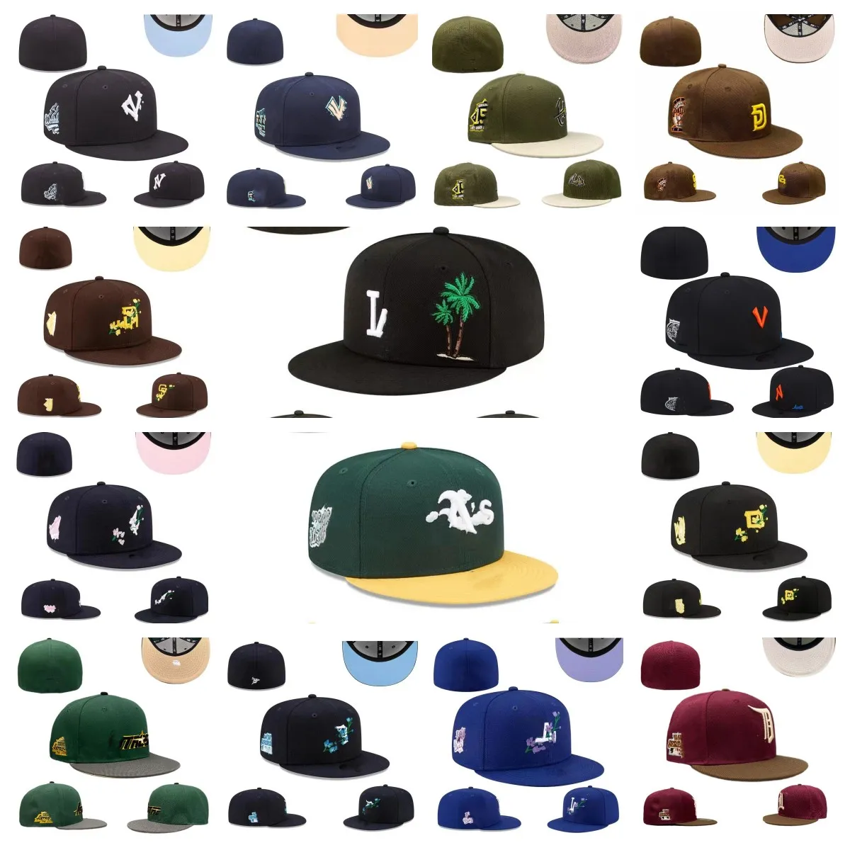 Nome dell'articolo wholesale Cappelli aderenti Taglia del designer Piatto economico Cappello casual Baseball Fit Cappello piatto Lettera Ricamo Berretti da basket regolabili Sport all'aria aperta Berretti Hip Hop Berretto a rete