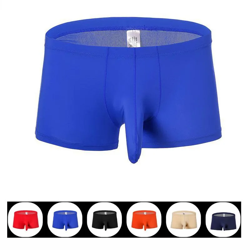 Underpants Boxershorts Men 2023 Men's Boxers Elephant Trunk Translucent Sexy Ice Silk Sleeves Pouch UnderwearUnderpants