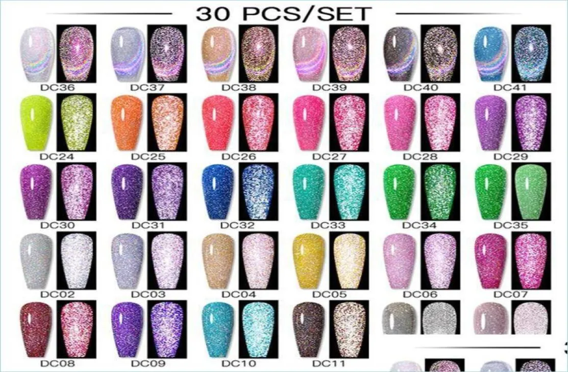 Nail Art Kits Nail Art Kits 2830Fles Gellakset Reflecterende Magnetische Semi Permanente Vernissen Losweken Uv Led Base Top Coat 5966551