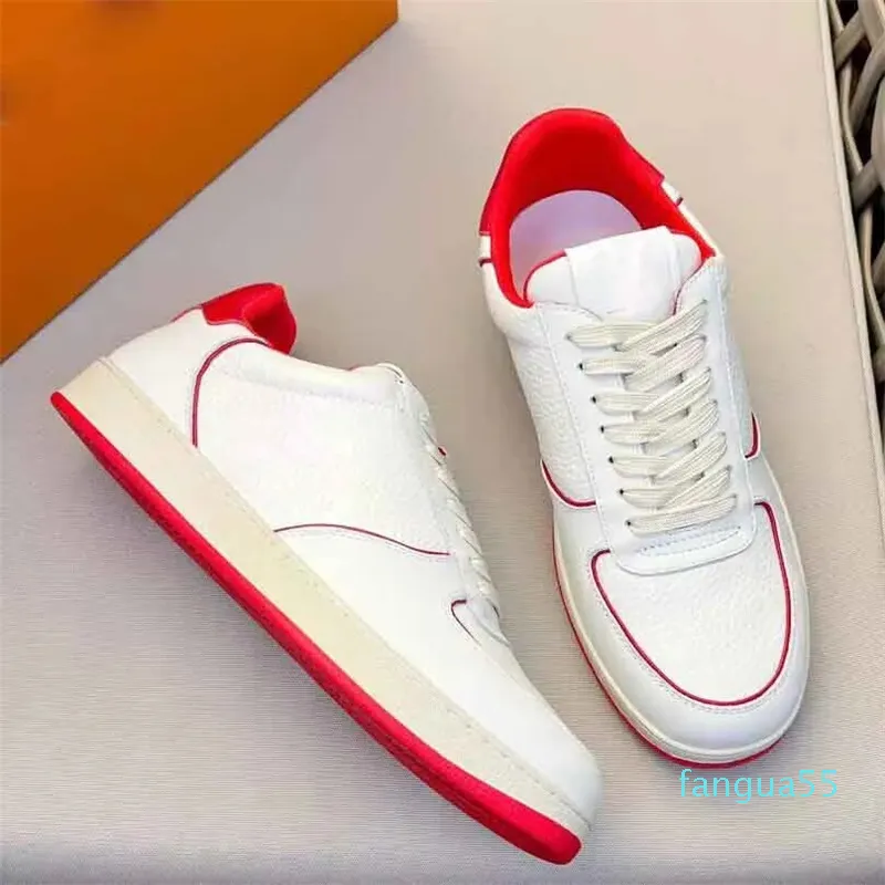 2023-Excellent Men Trainers Shoes White Grain Leather Platform Sole Sneakers Party Dress Runner Sports Comfort Discount Skateboard Walking EU38-46