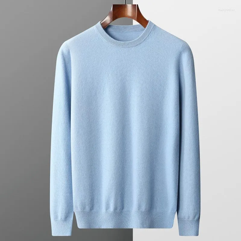 Erkek Sweaters 2023 Erkekler O yaka kazak Saf Yün Sweater Sade Renk Örgü Günlük İş Çok Renk