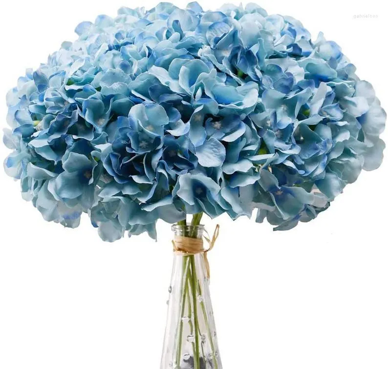 Decorative Flowers 10pcs Teal Artificial Hydrangea Wholesale Silk Heads With Stems For Wedding Home Decor