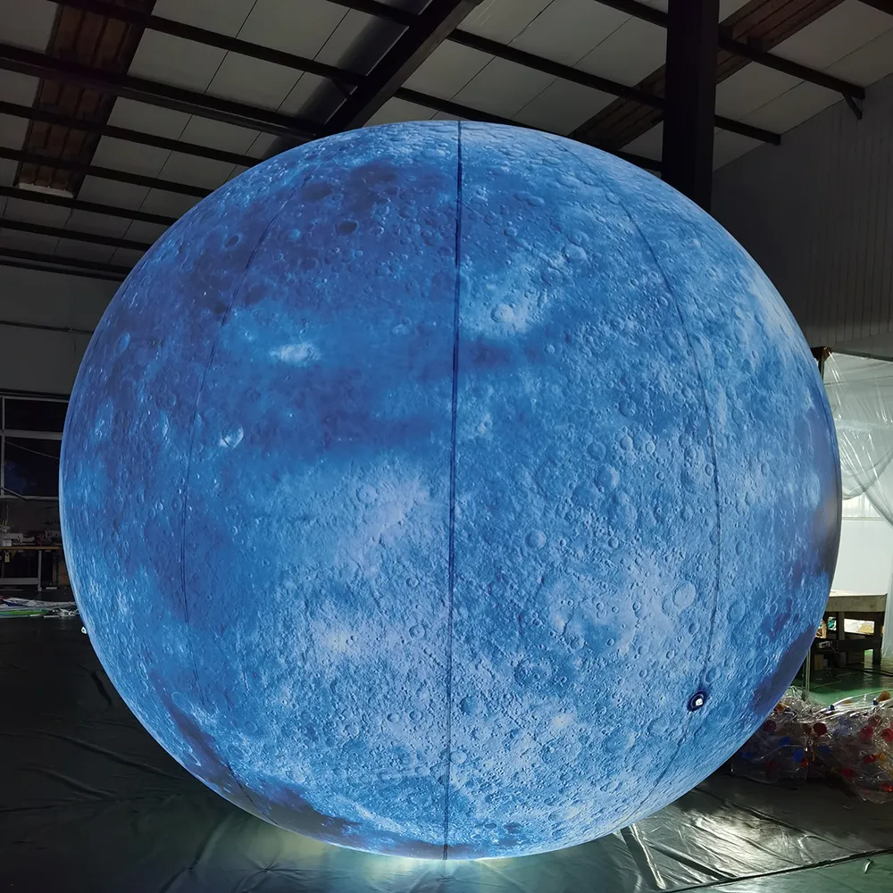 LED-Leuchten Aufblasbarer Mondball 1,5-6 Meter Oxford Riesiger hängender aufblasbarer Mondballon für Event-Party-Show-Dekor mit Gebläse, freies Schiff