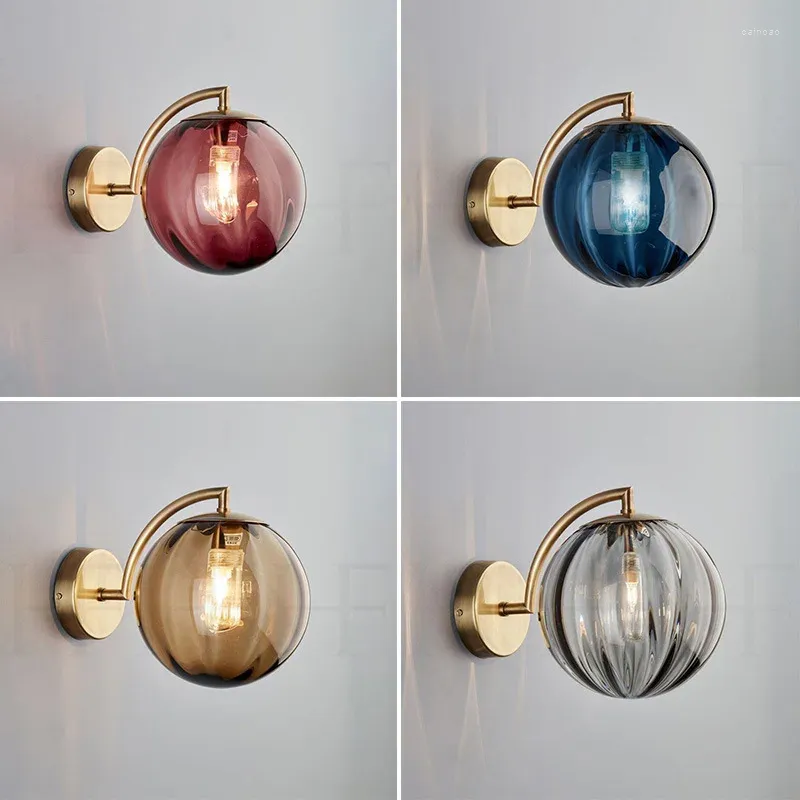 Vägglampa postmodern sovrum sovrum amerikansk minimalistisk nordisk designer el hallway trappa glas boll led liten