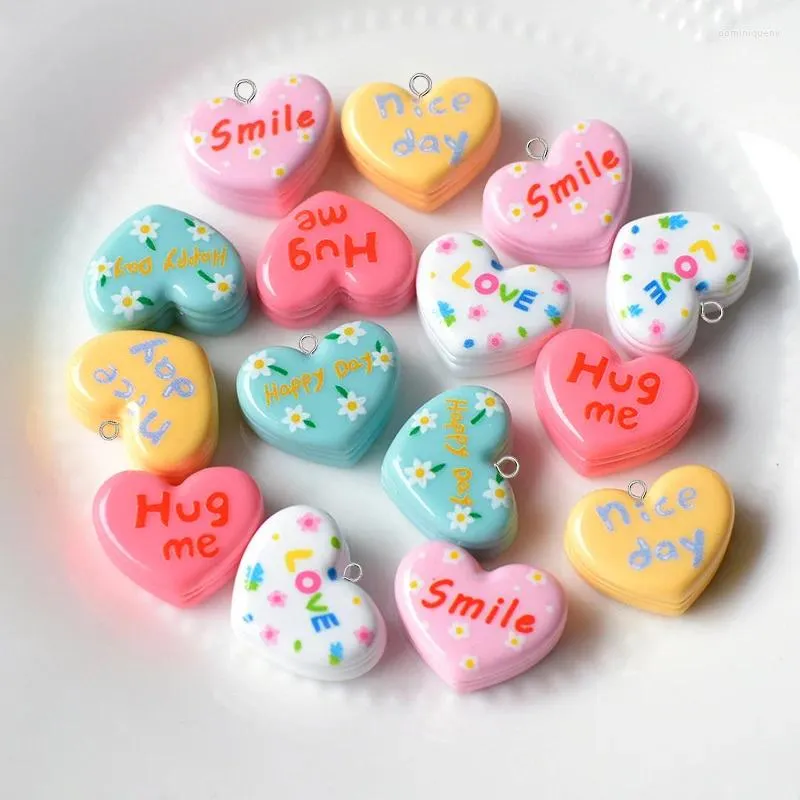 Charmes 10 pièces résine multicouche amour Macaron fleur lettres câlin moi doux mignon pendentif pour boucle d'oreille porte-clés bijoux à bricoler soi-même faire