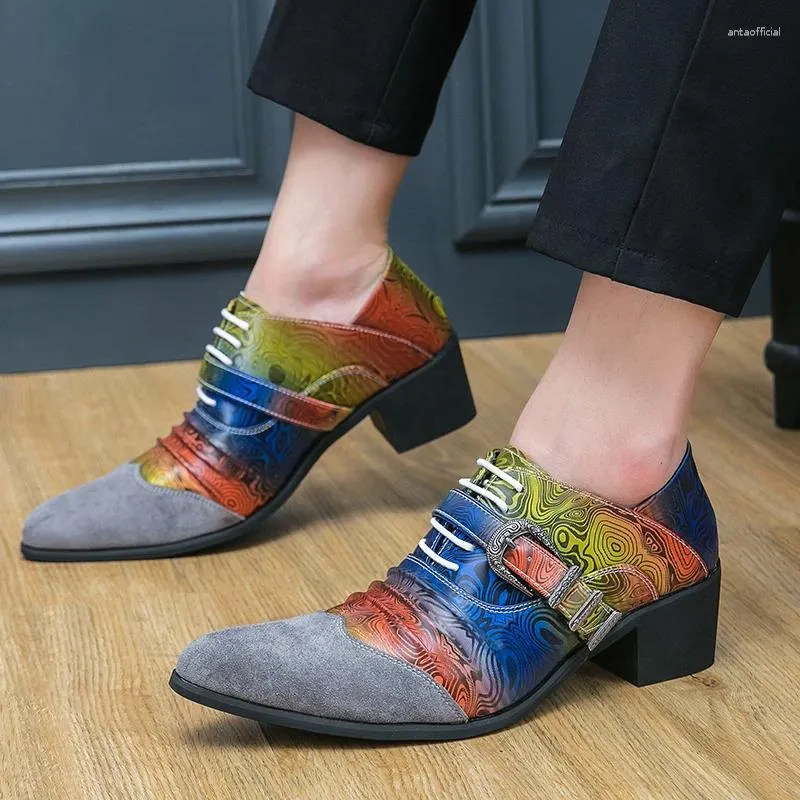 Dress Shoes Loafers For Men Pointed Toe Mixed Colors Slip On Thick