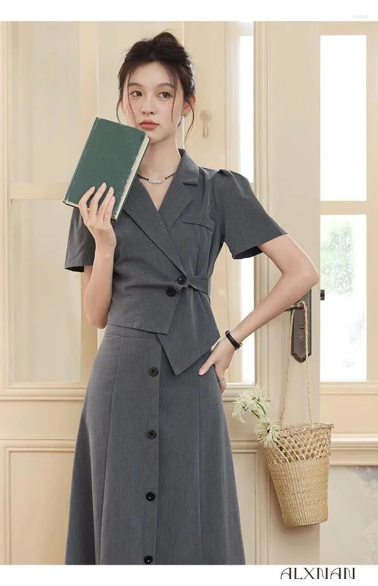 fall work dresses 2024 Work Dresses for Women 2024 Ruffle Sleeve Solid Button Waisted Office Work  Dresses Purple M