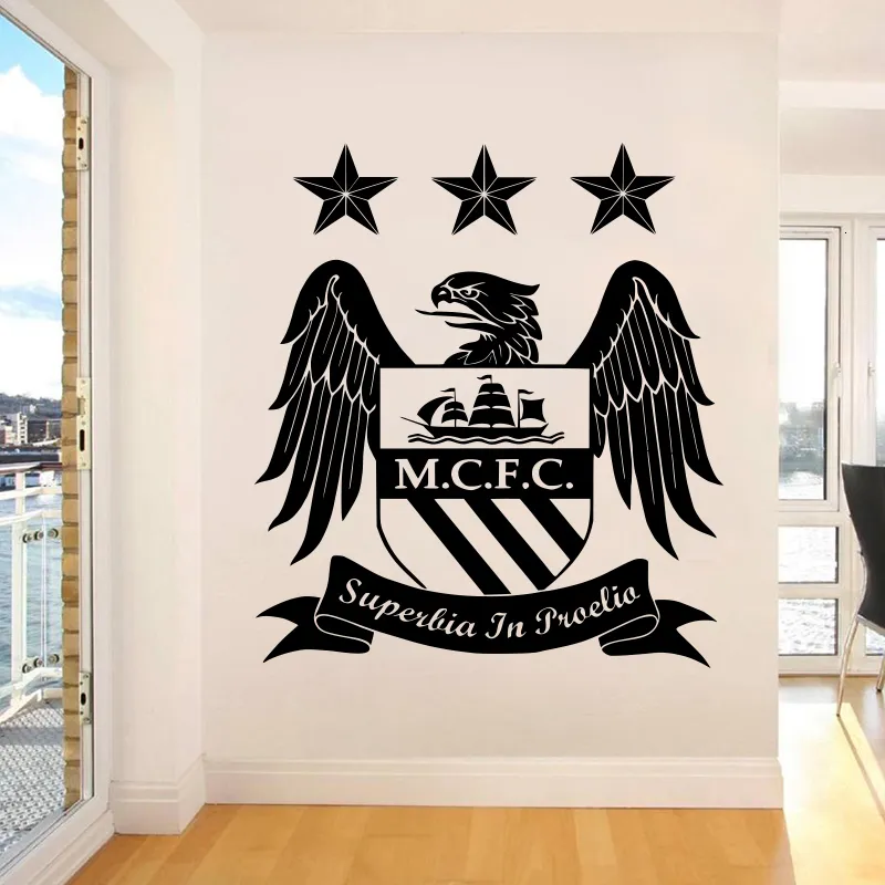 Man City badge Wall sticker Vinyl Football Marks DIY Art Home Decor 3D Wall Decal soccer club signs in bedroom or shop