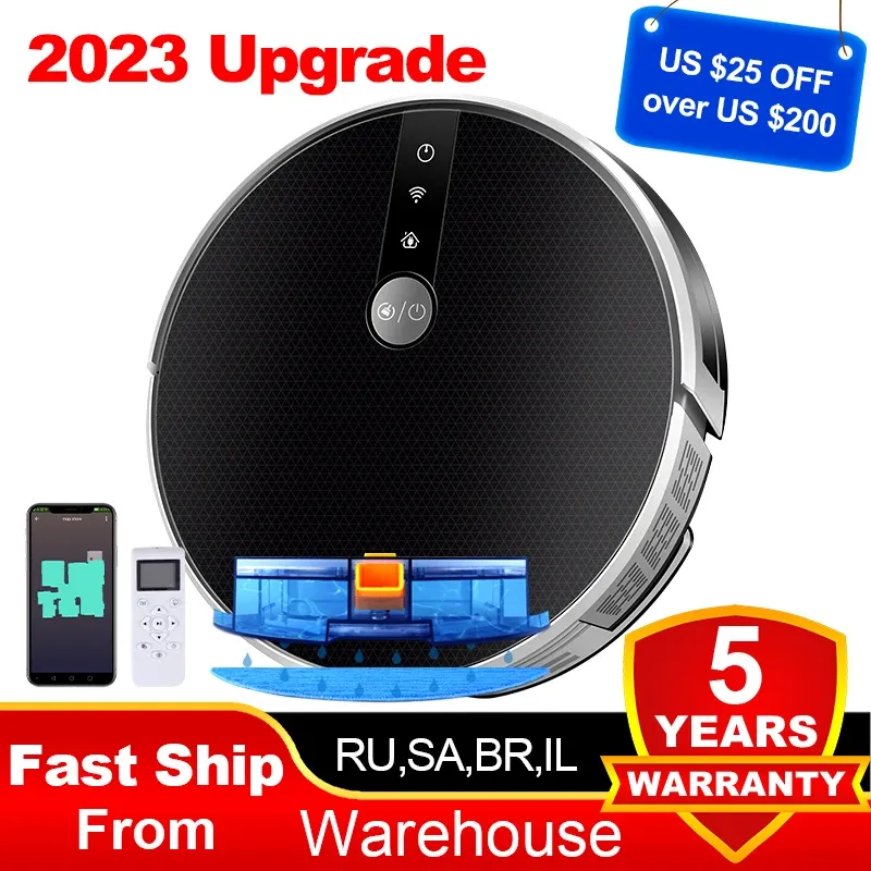 Liectroux C30B Robot Vacuum Cleaner Map Navigation,WiFi App,4000Pa Suction,Smart Memory,Electric Water Tank,Wet Mopping,Disinfect