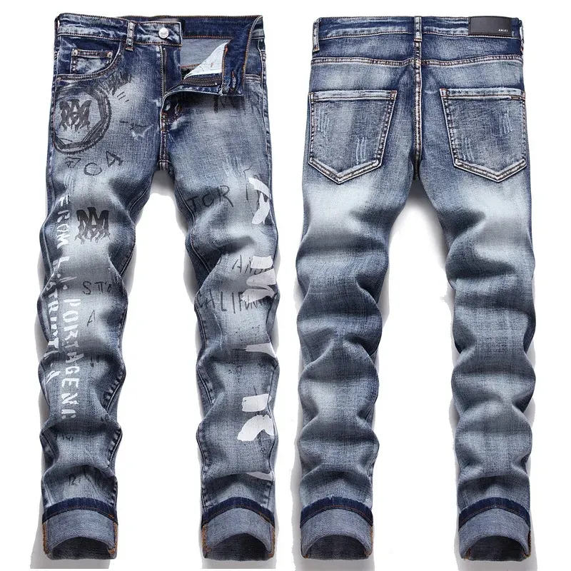 Lila Jeans, Amini-Jeans, europäisch-amerikanische Herren-Designer-Jeans, gewaschen, High-End-Stretch, schlanke, kleine, gerade Jeans, US-Größe 28–40