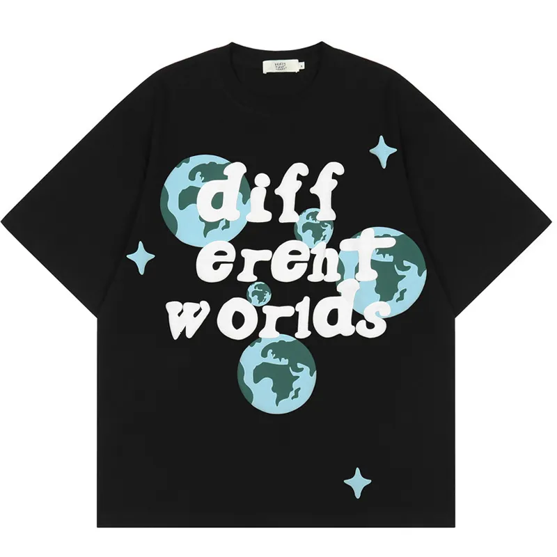メンズTシャツ90SストリートウェアTシャツfor Hip Hop Earth Alphabet Print T Shirt Harajuku Cotton Casuare Summer Summer Simeve Tshirt Black230403
