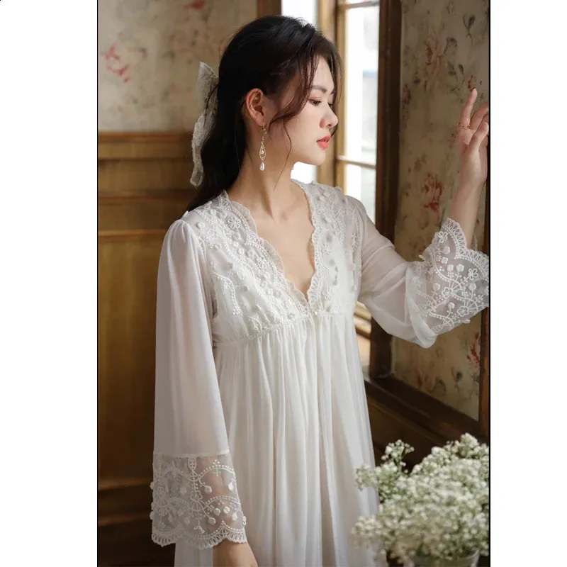 Pregnant Women s Soft Lace Sleep Lounge Dress Sweet Princess Style Breathable Solid Maternity Home Dress 231102