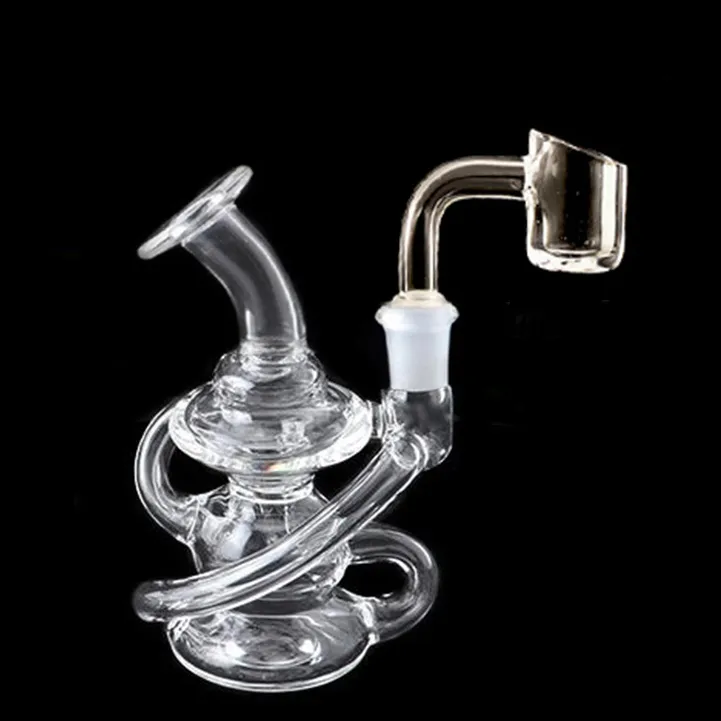 Gros recycleur fumée conduites d'eau narguilés petit verre Bong recycleur plates-formes pétrolières Dab eau Bongs avec 4mm Quartz Banger Nail Dhl gratuit