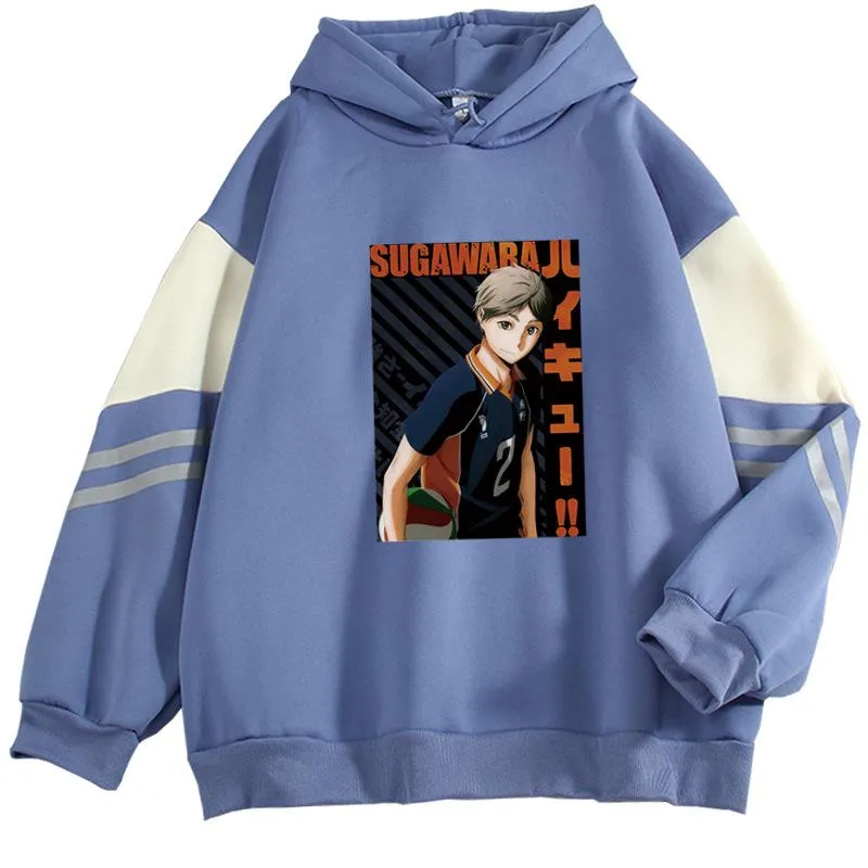 Kvinnors hoodies tröjor Kpop höst/vinter varm tröja huvtröja lös casual pullover sportkläder stor storlek haikyuu tryck harajuku topp