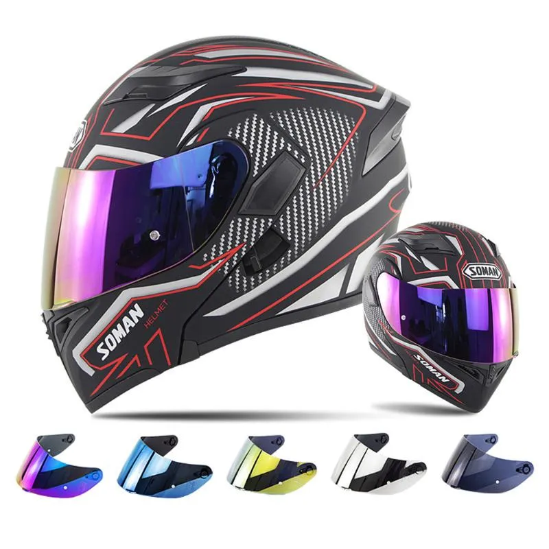 Casques de moto Racing Double Lentille Casque Complet Quatre Saisons Équitation Sécurité Chaude SM955 Avec K5 Pour Homme Femme