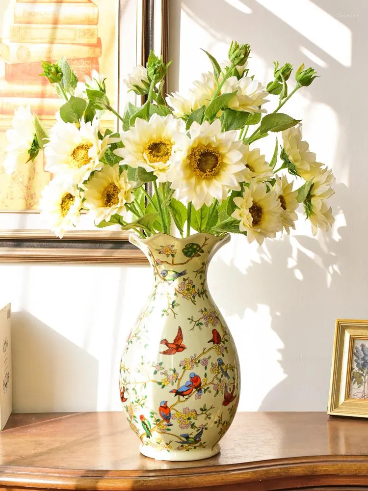 Vasen Keramikvase Dekoration Wohnzimmer Blumenarrangement American Retro TV Schrank Wein Flur European Style